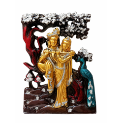 Radha Krishna Decorative Statue with Peacock