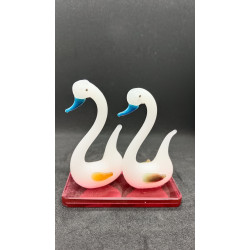 Glass Swan Couple Showpiece