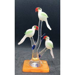 Handcrafted Glass Parrot Tree Showpiece Decorative Figurine