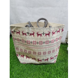 Nordic Reindeer Print Canvas Tote Bag