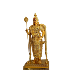 Lord Murugan Golden Finish Statue with Vel